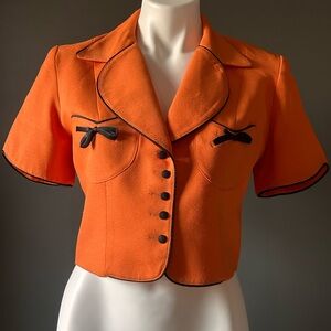 Vintage Orange Short Sleeve Women's Jacket